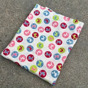 Vintage Cotton Flour Feed Sack colorful circles mustang horses ponies unicorns